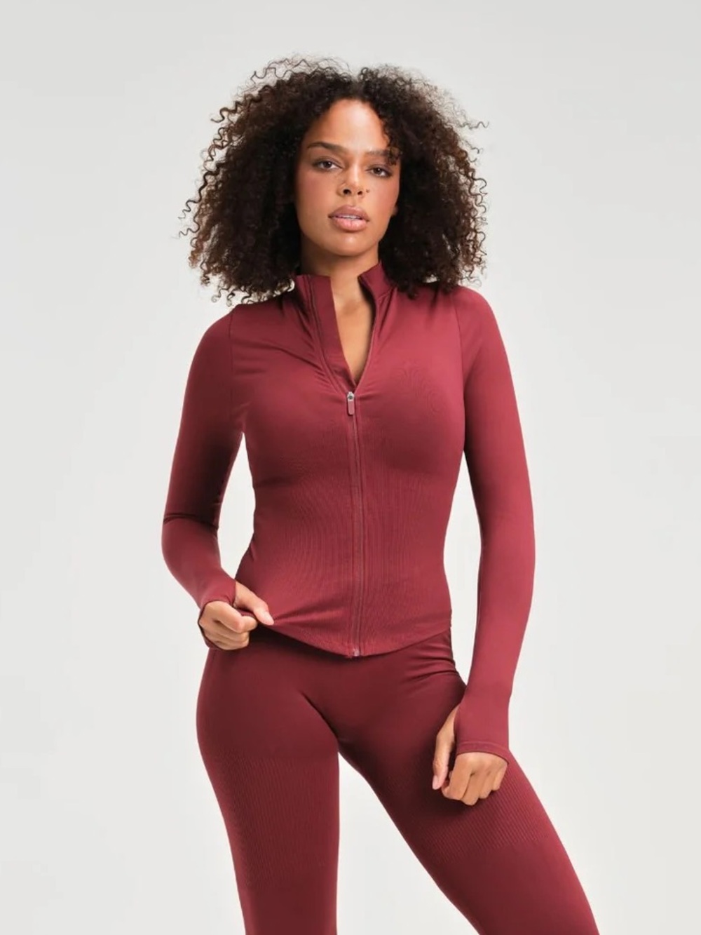 Thrivin Elevate™ Compression Long Sleeve Jacket - Fine Wine, Size XS